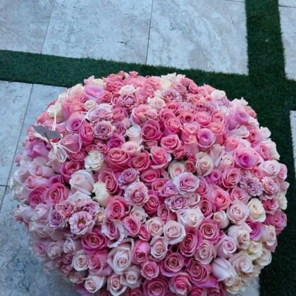 Pink Basket Of Roses
